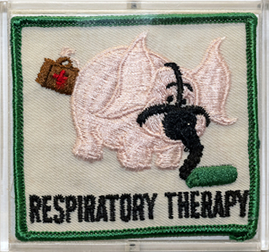 respiratory therapy patch with elephant wearing breathing mask